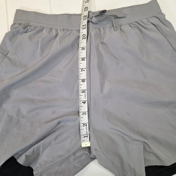 BYLT Men's Medium Swift 2-in-1 Workout Shorts Gray Black Compression Liner KPO12 - Picture 10 of 11